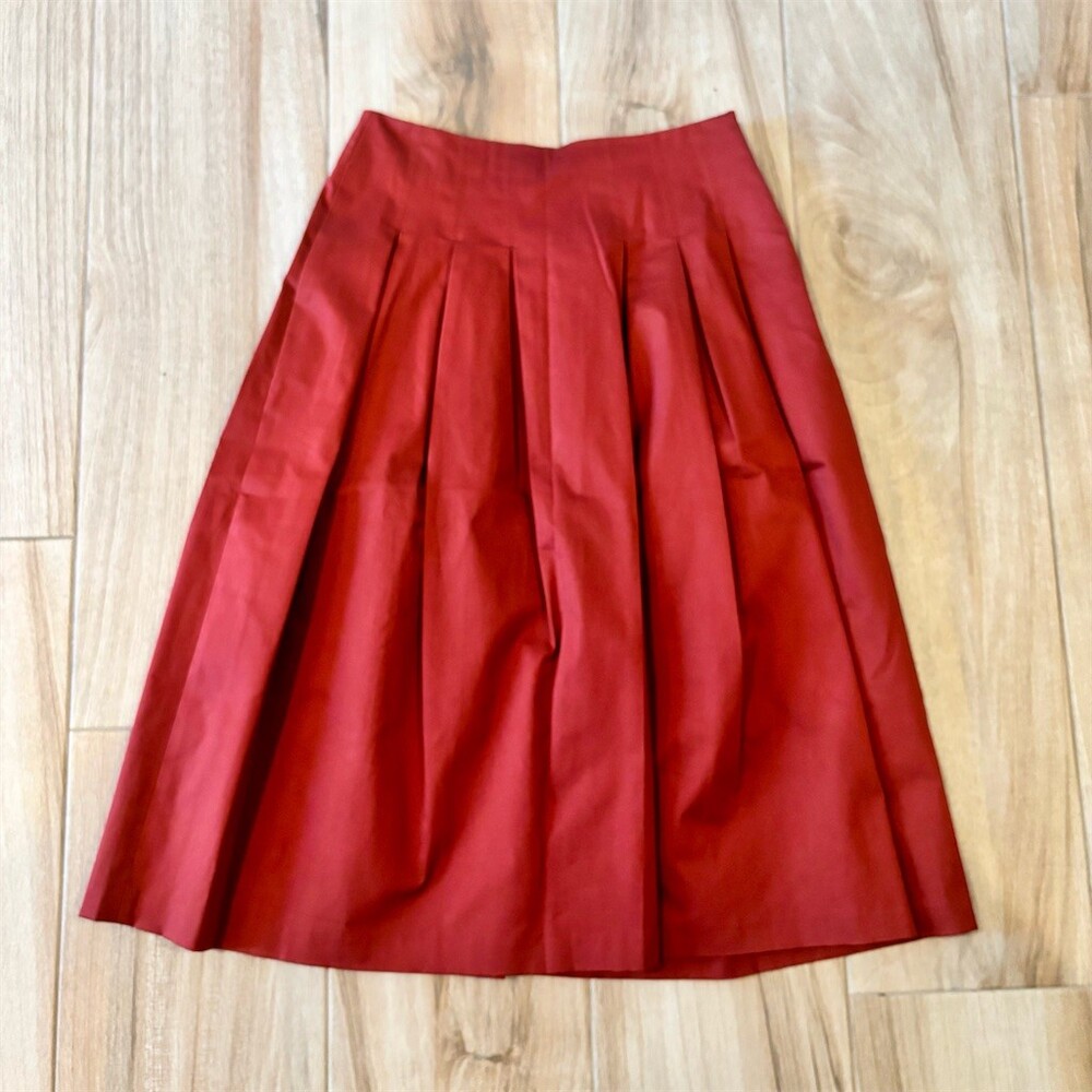 Boden Skirt Womens UK 12 US 8 Red Pleated A-Line Midi Business Casual